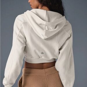 Alo Yoga Sweet Escape Zip Up Hoodie Ivory Size Small NWT